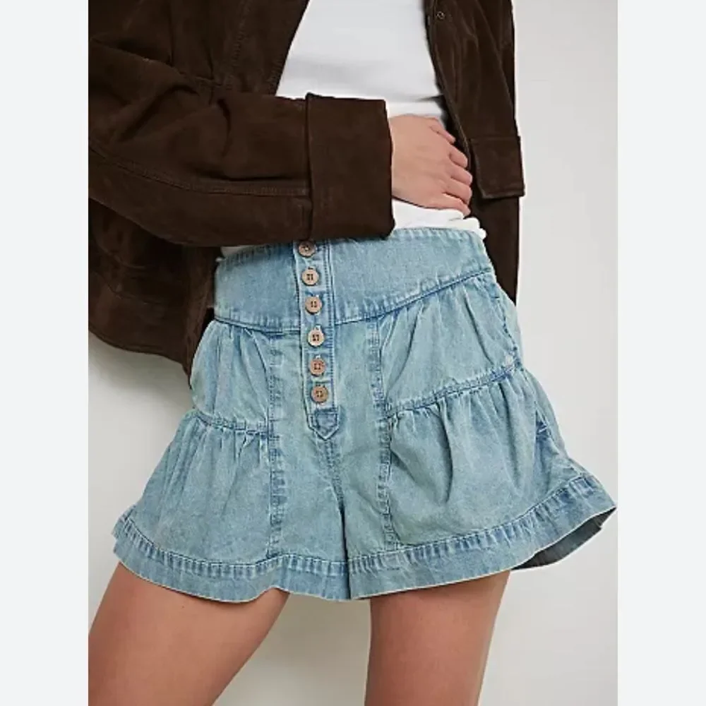 M Free People Jean Shorts We The Fleur Denim Light Blue